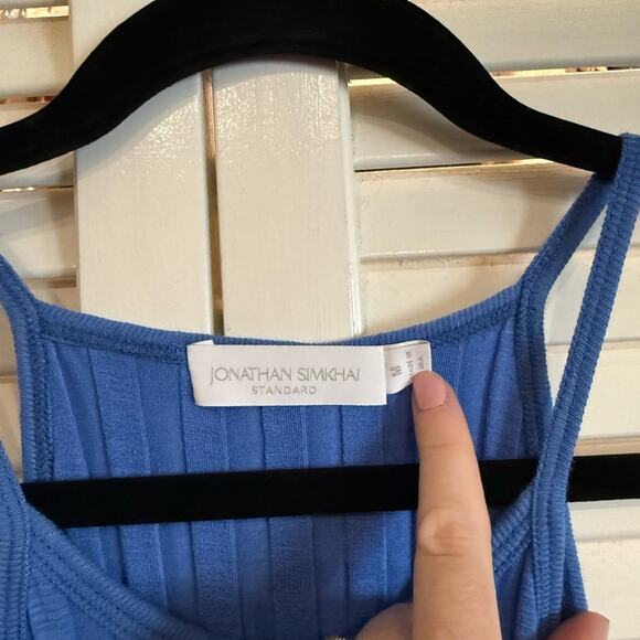 Jonathan Simkhai Megan Ribbed Knit Bodycon Maxi Dress in Cerulean Blue - Picture 4 of 5